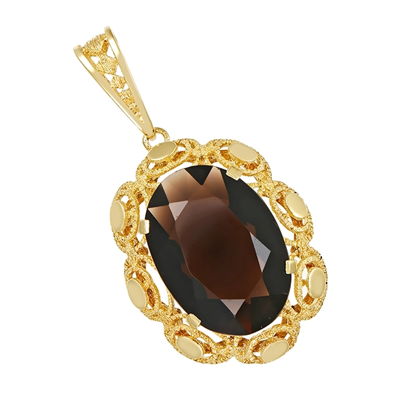 Anhänger, 14K, Gelbgold, Rauchquarz