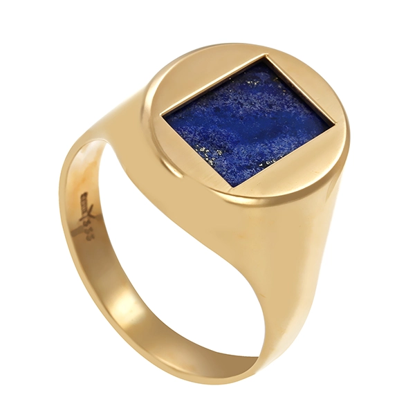 Herrenring, 8K, Gelbgold, Lapis