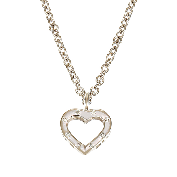 Collier, 14K, Weißgold, Brillanten, Diamanten, Herz