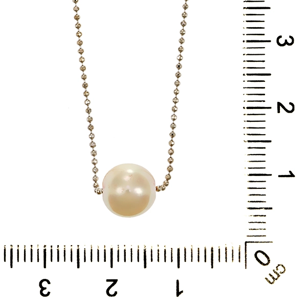 Collier, 14K, Weißgold, Perle
