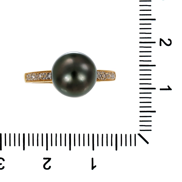 Ring, 14K, Gelbgold, Perle, Brillanten