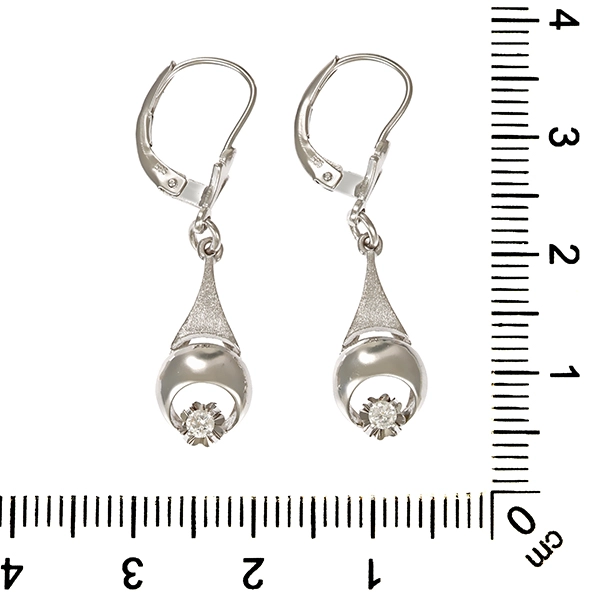 Ohrhänger, 14K, Weißgold, 2 Brillanten 0,08ct