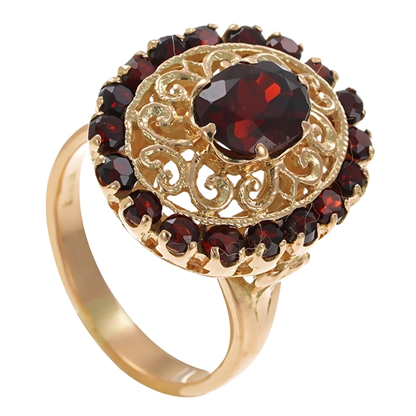 Ring, 14K, Gelbgold, Granat