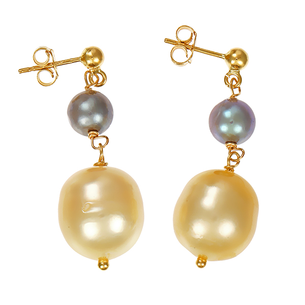 Steckhänger, 18K, Gelbgold, Zuchtperlen 