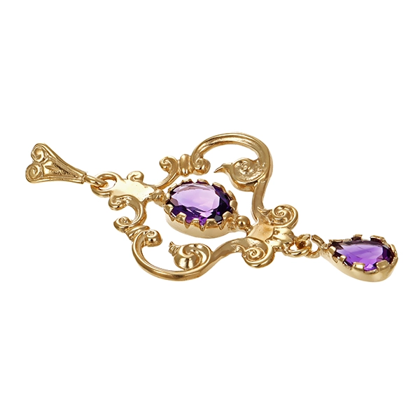 Anhänger, 9K, Gelbgold, Amethyst