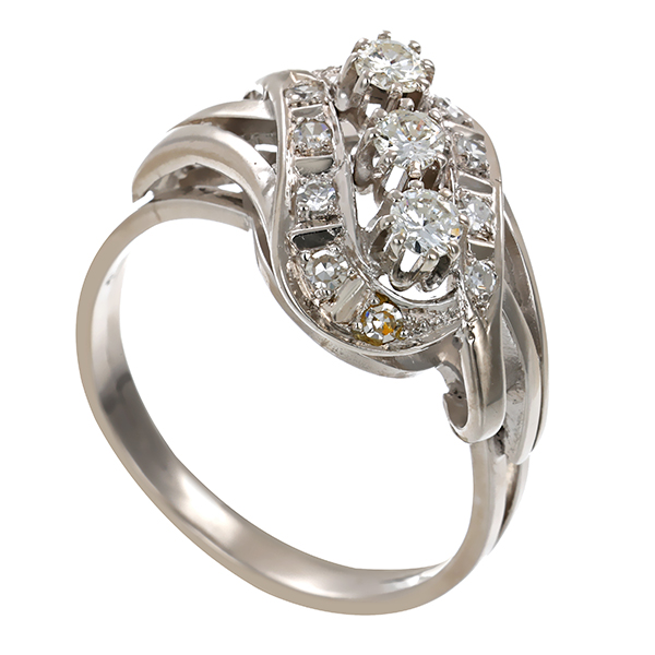 Ring, 14K, Weißgold, Diamant