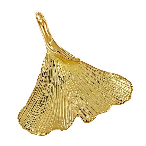 Anhänger, 14K, Gelbgold, Ginkgo