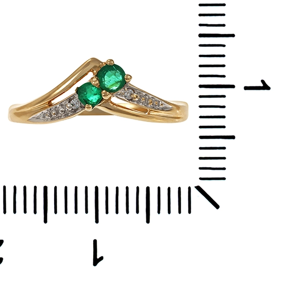 Ring, 14K, Gelb-/Weißgold, Smaragde, Diamanten