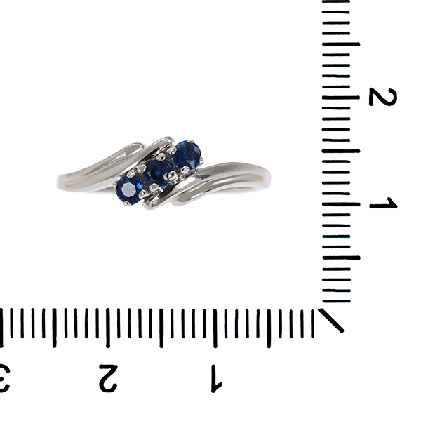 Ring, 14K, Weißgold, Saphir