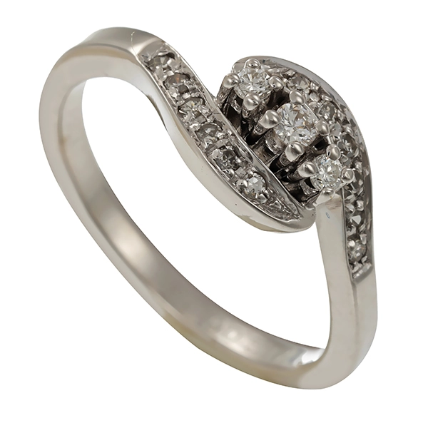Diamantring, 14K, Weißgold, Brillanten 0,20 ct