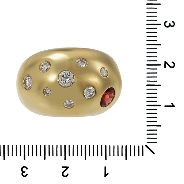 Ring, 14K, Gelbgold, Brillanten, Granat