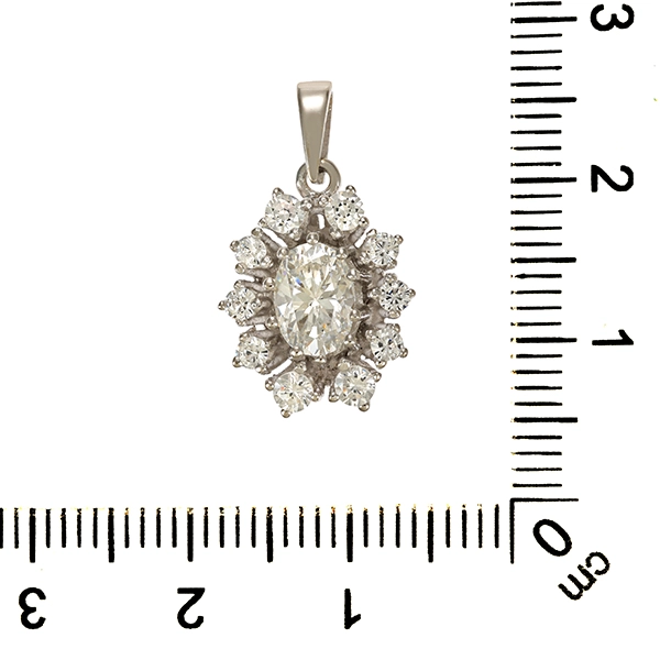 Anhänger, 14K, Weißgold, Zirkonia,