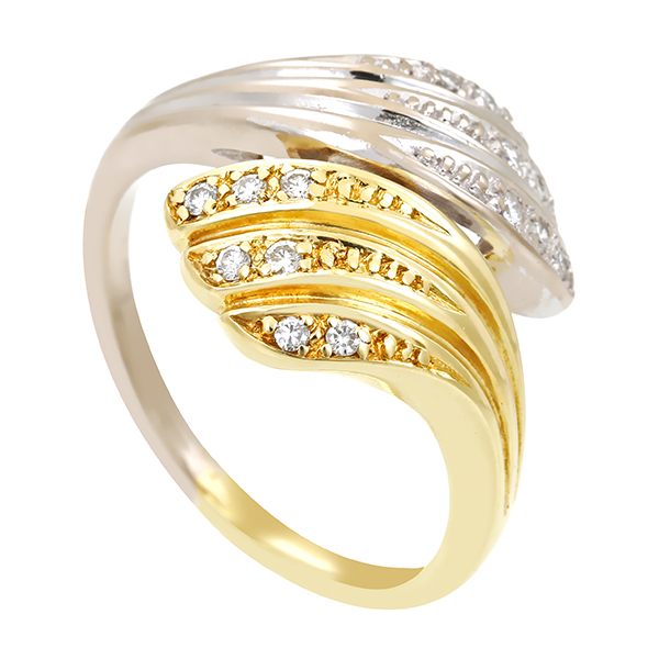Diamantring, 14K, Gelb-/Weißgold, Brillanten 0,14 ct