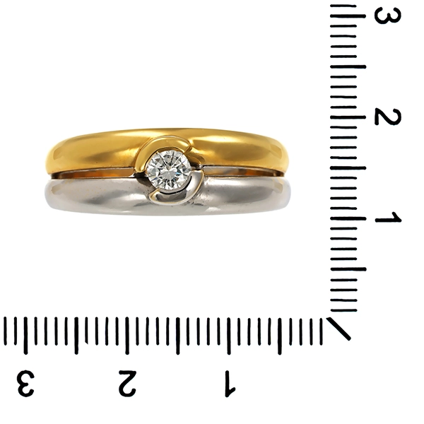 Herrenring, 18K, Gelb-/Weißgold, Brillant 0,25 ct