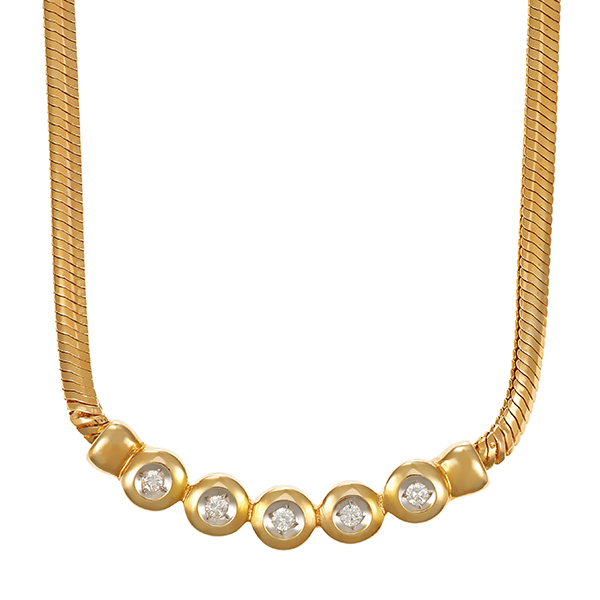 Collier, 14K, Gelbgold, Brillanten
