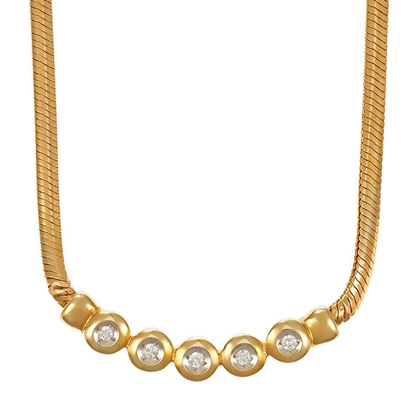 Collier, 14K, Gelbgold, Brillanten