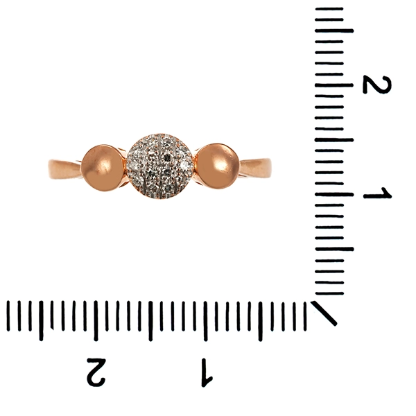 Diamantring, 14K, Rotgold, Diamanten