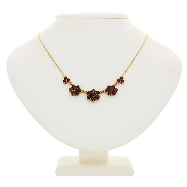Collier, 8K, Gelbgold, Granat