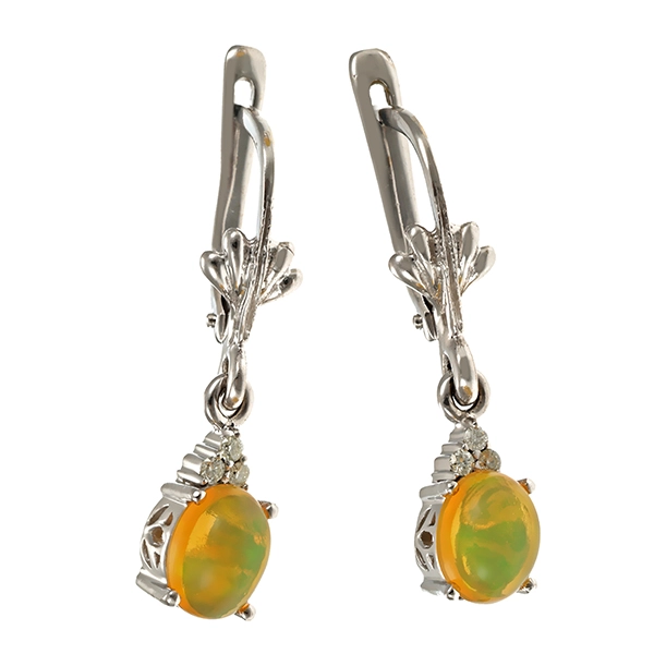 Ohrhänger, 14K, Weißgold, Opale, Brillanten