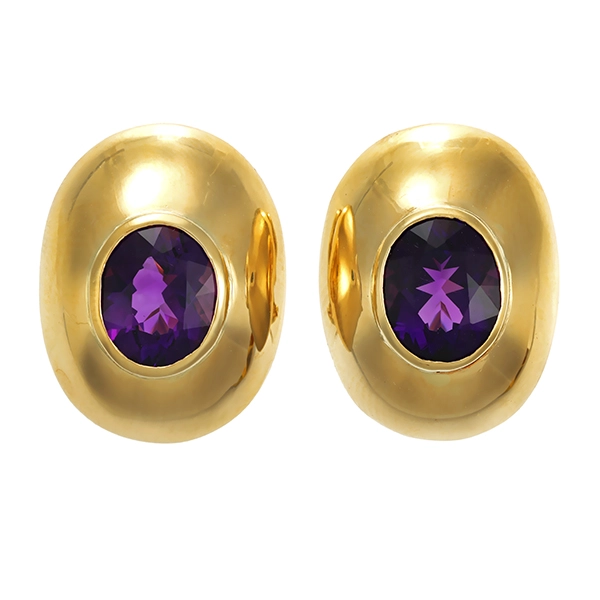 Ohrclipse, 14K, Gelbgold, Amethyst
