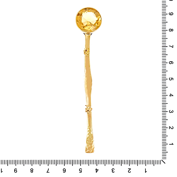 Brosche, 14K, Gelbgold, Citrin, Handarbeit