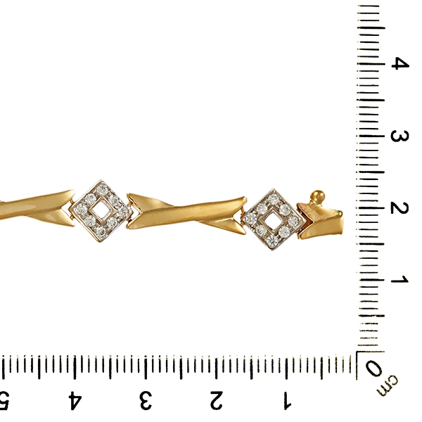 Armband, 14K, Gelb-/Weißgold, Zirkonia