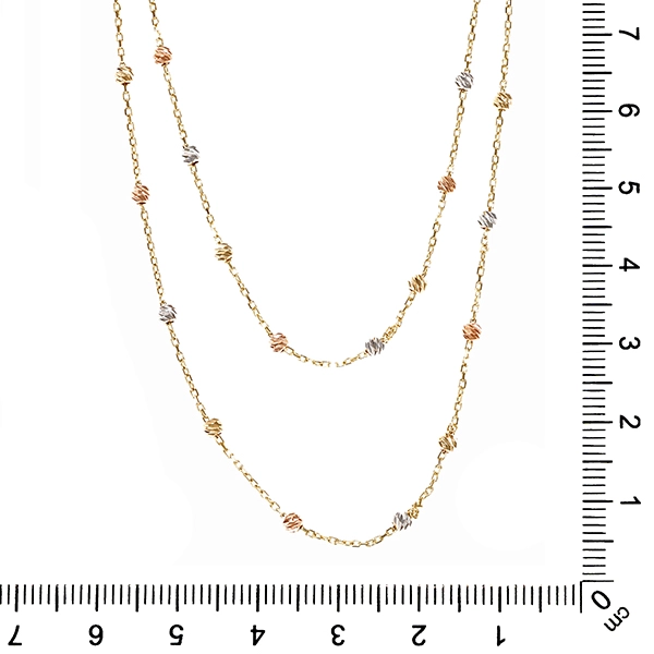 Collier, 14K, Tricolor, Anker, L47-48cm, Schmuckstein,