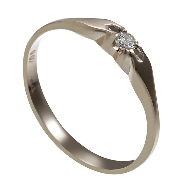 Brillantring, 14K, Weißgold, 1 Brillant 0,07ct