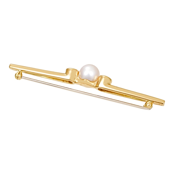 Brosche, 18K, Gelbgold, Perle, Brillanten