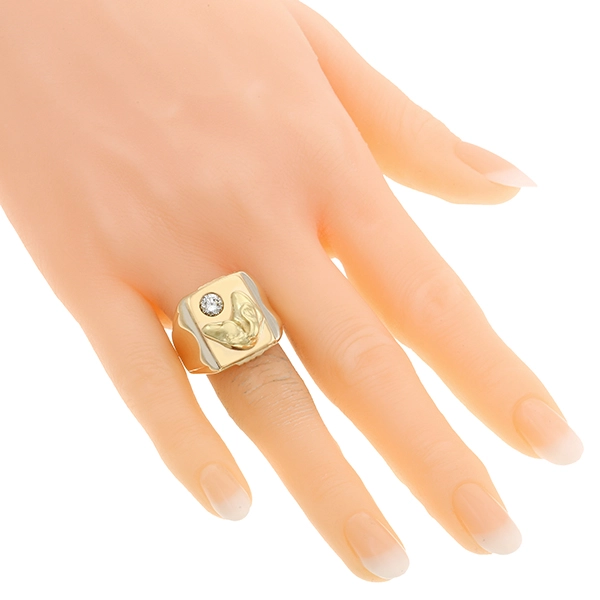 Herrenring, 14K, Gelbgold, Brillant 0,40 ct