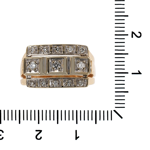 Brillantring, 14K, Gelb-/Weißgold