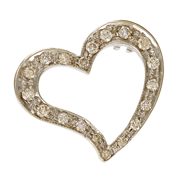 Anhänger, 18K, Weißgold, Brillanten, Herz