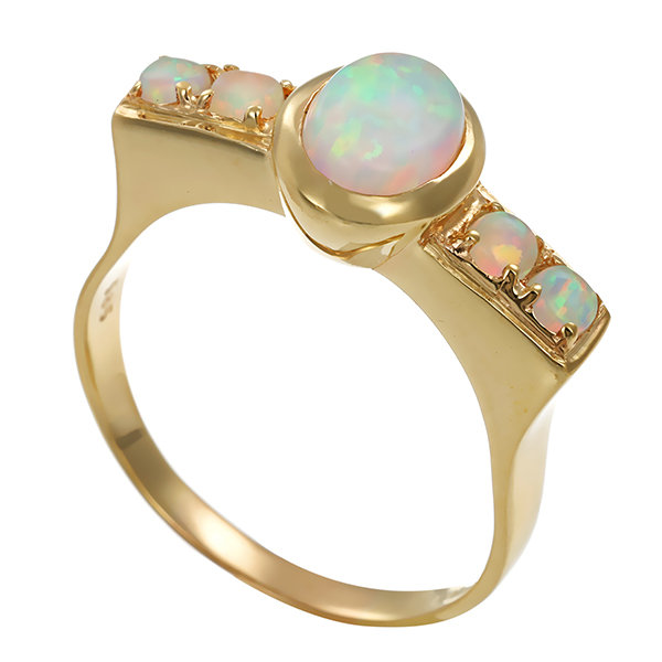 Ring, 14K, Gelbgold, synthetische Opale