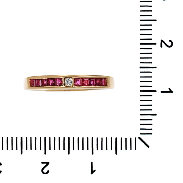 Ring, 14K, Gelbgold, Brillant, Rubine