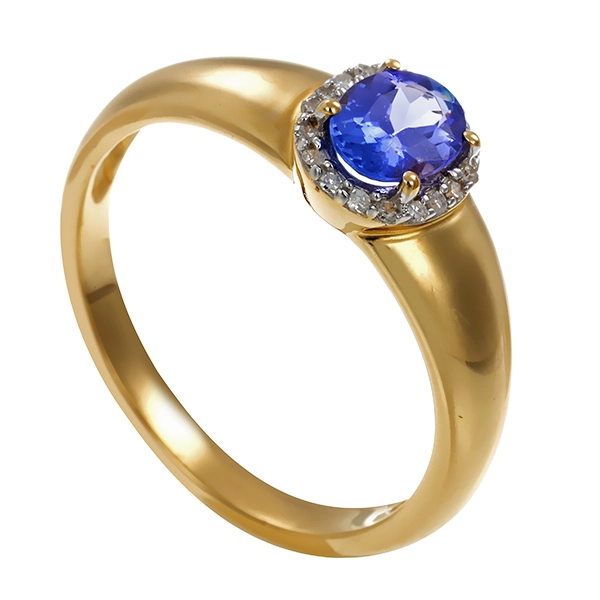 Ring, 14K, Gelbgold, Tansanit, Zirkonia