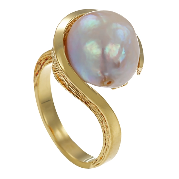 Ring, 14K, Gelbgold, Perle