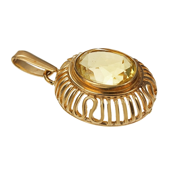 Anhänger, 8K, Gelbgold, Quarz