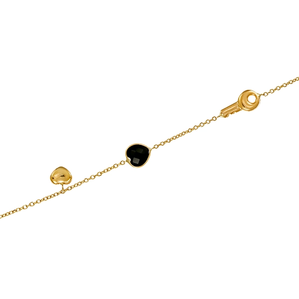 Armband, 9K, Gelbgold, Zirkonia, Onyx