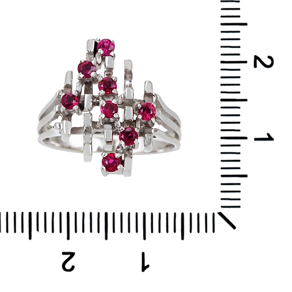 Ring, 18K, Weißgold, Rubin