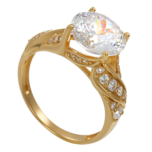 Ring, 14K, Gelbgold, Zirkonia