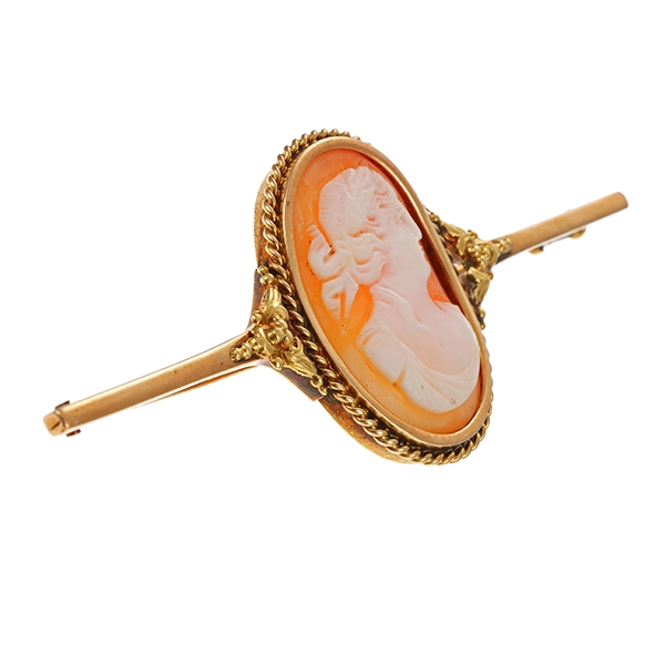 Brosche, 14K, Gelbgold, Kamee