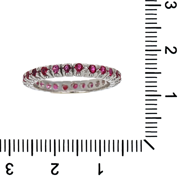 Ring, 14K, Weißgold, Rubine