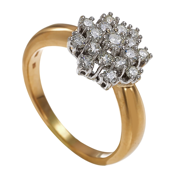 Diamantring, 14K, Gelb-/Weißgold, Brillanten 1,00 ct