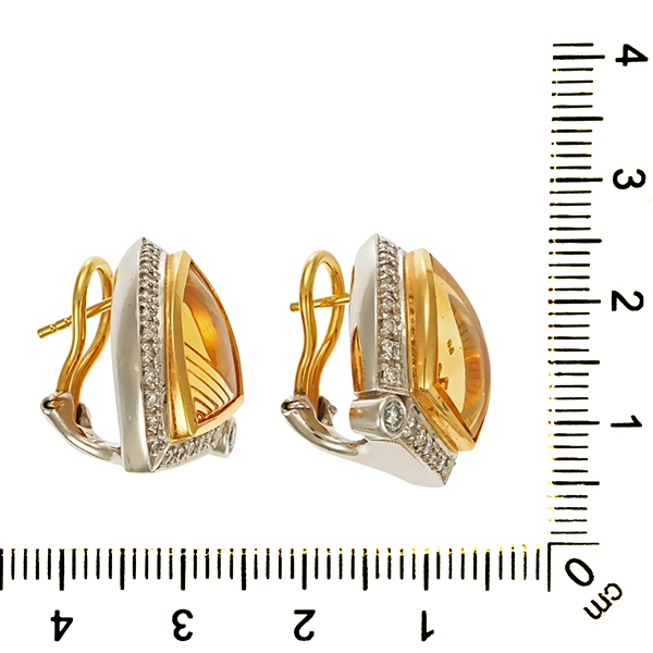 Clipstecker, 18K, Gelb-/Weißgold, Citrin, Brillanten