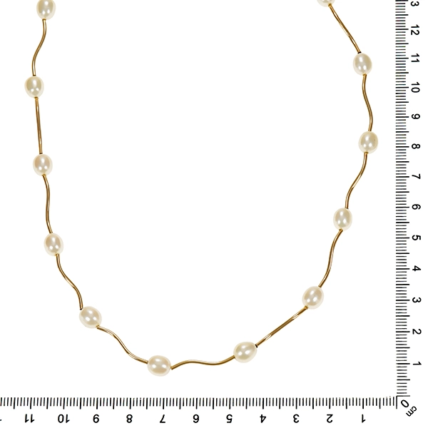 Collier, 14K, Gelbgold, Perlen