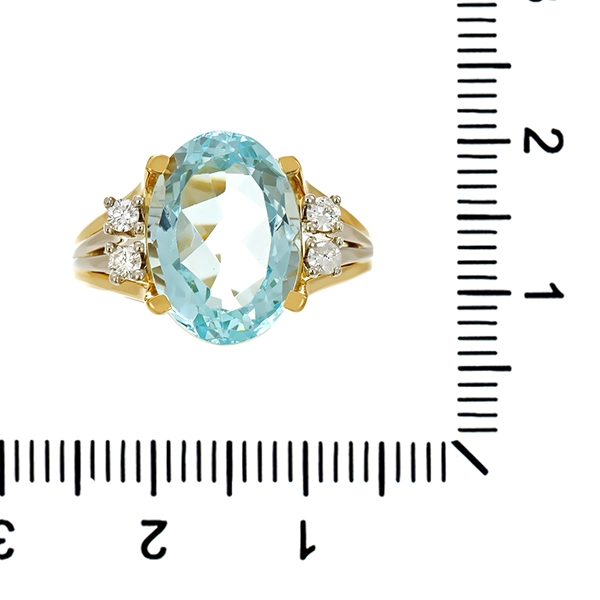 Ring, 14K, Gelbgold, Topas blau, Zirkonia
