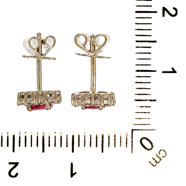 Ohrstecker, 14K, Weißgold, Rubin, Brillanten