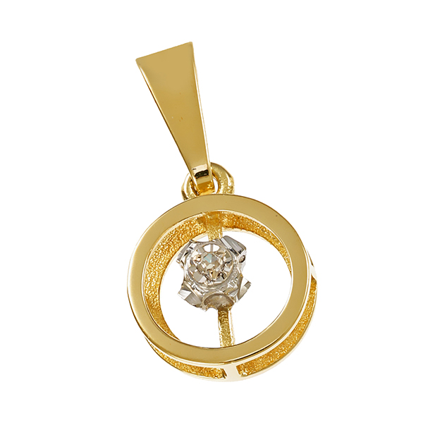 Anhänger, 14K, Gelb-/Weißgold, Diamant