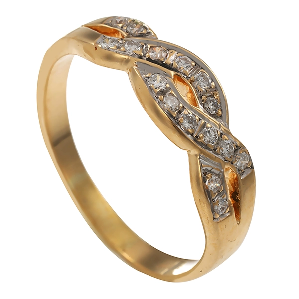 Ring, 14K, Gelb-/Weißgold, Brillanten