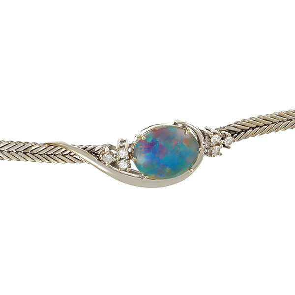 Armband, 14K, Weißgold, Diamanten, Opaltriplette